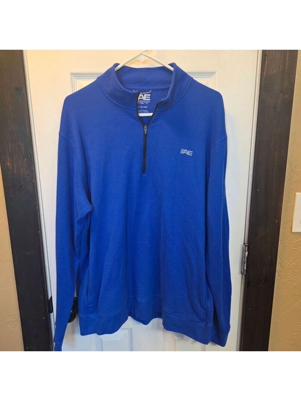 American Eagle Men's Royal Blue Half-Zip Pullover Sweatshirt XL
